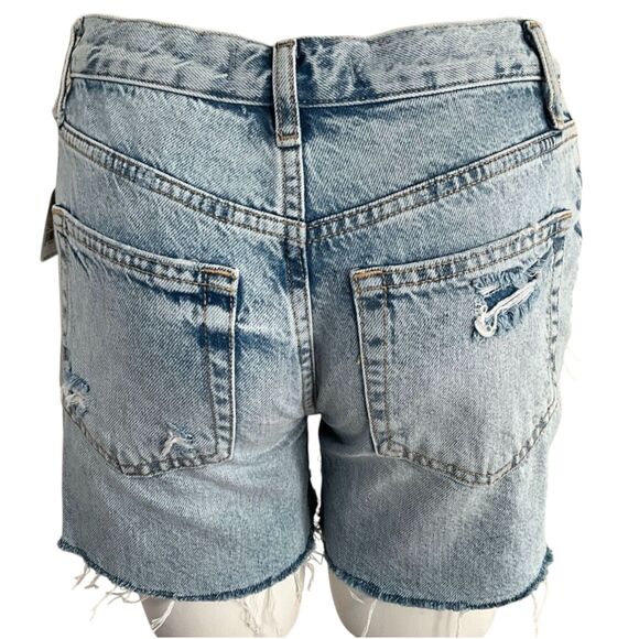 We The Free Shorts Blue Destroyed Button Fly Raw Hem 24 - Picture 1 of 14